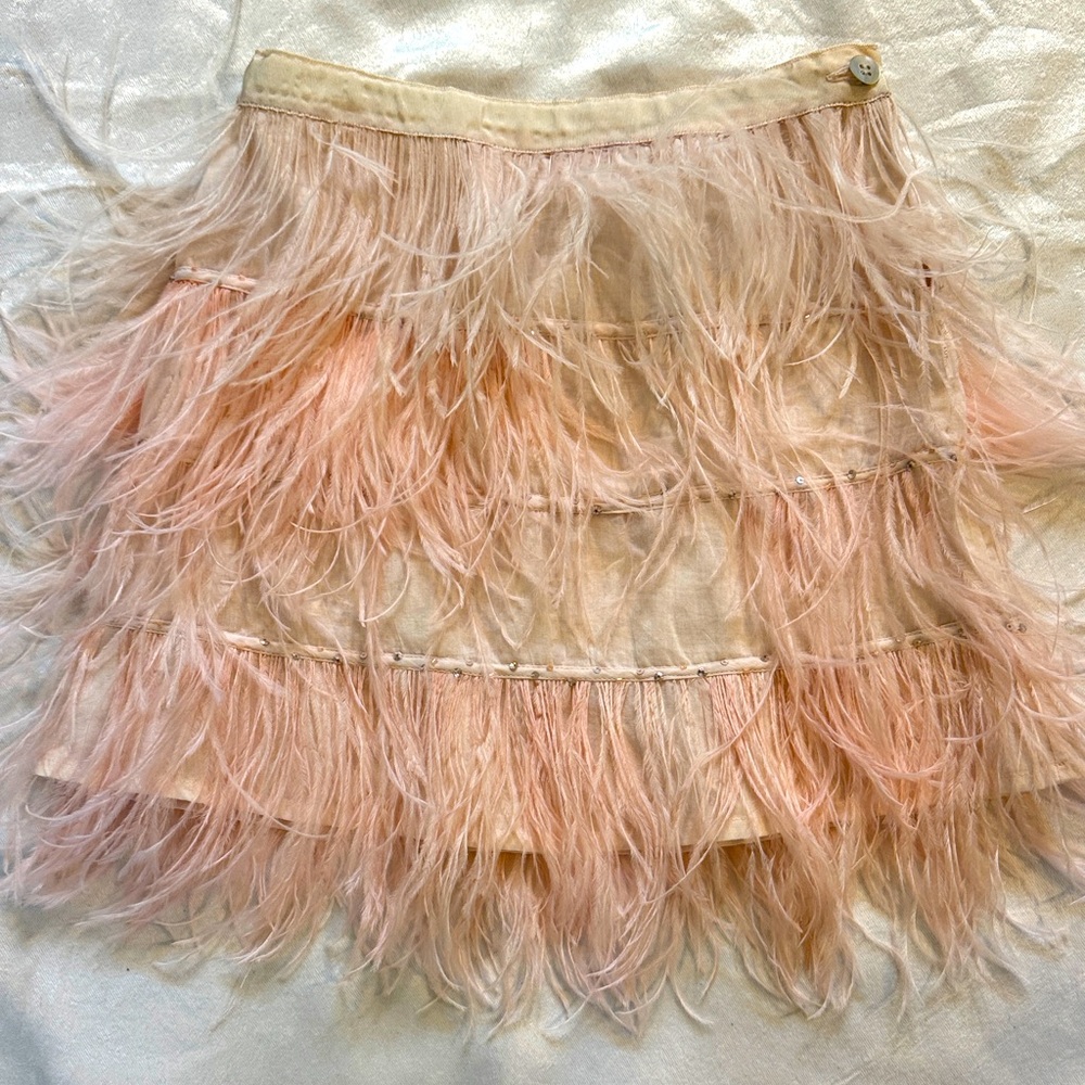 Tutu Du Monde Feathered Mini Skirt in Blush and Cream